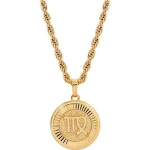 18k Gold Plated Zodiac Necklace & Pendant - Gold Necklace for Men, Trendy